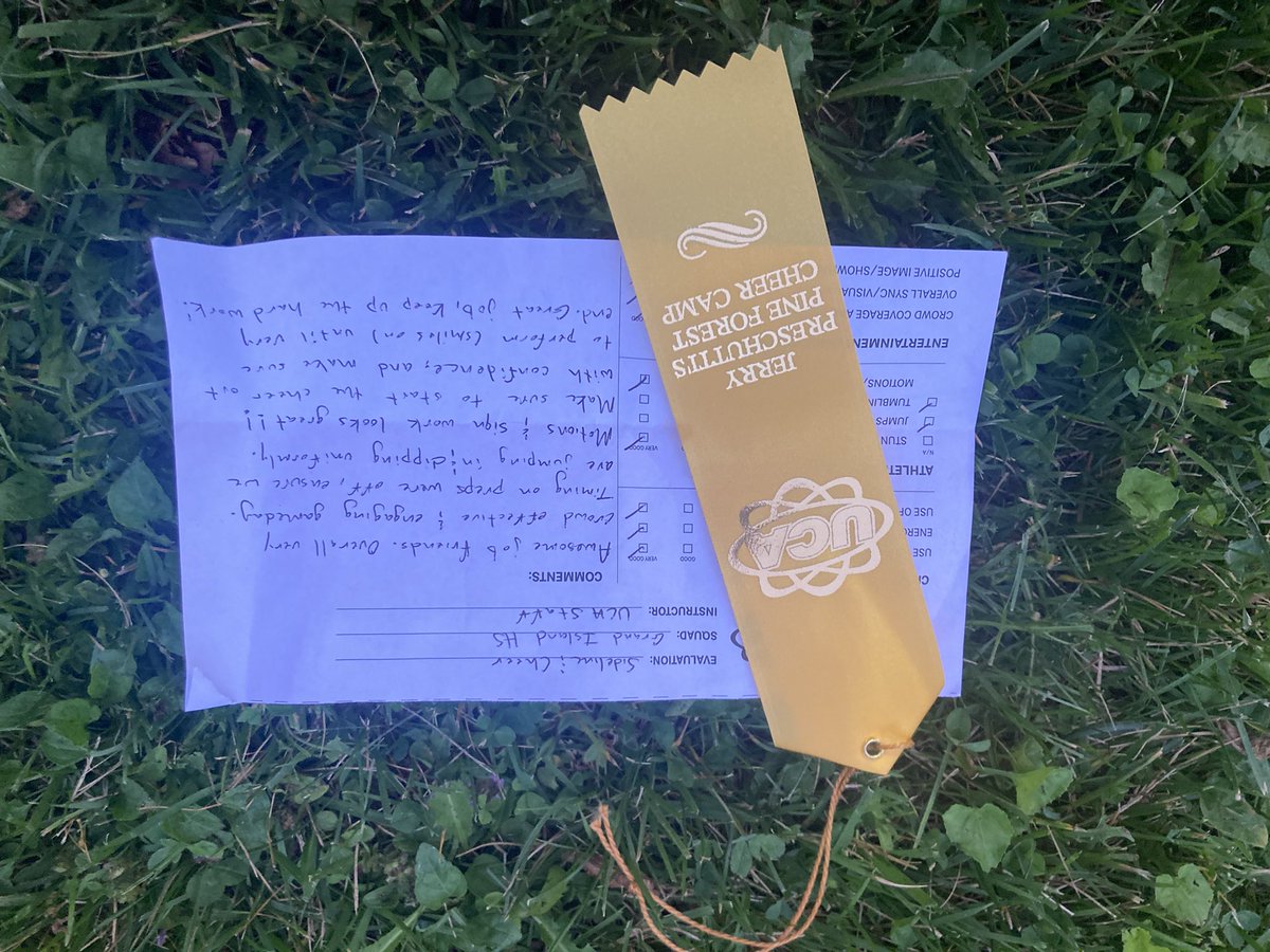 Grand Island JV and Varsity Got the Golden Ribbon tonight at Camp Evaluations!!!! 👏🏻👏🏻👏🏻 Highest  ribbon available and only given to a few! Way to work girls Keep it up!