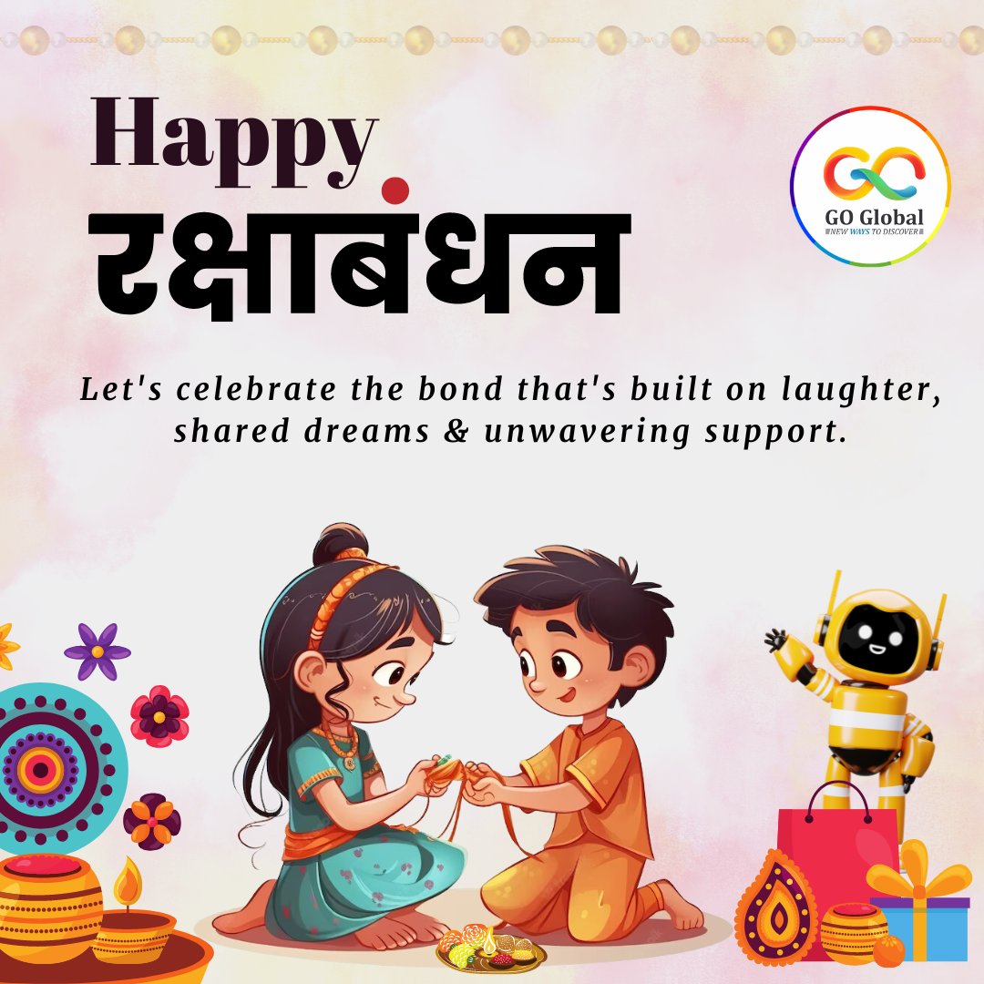 GoGlobalWays wishes you and your family a very #HappyRakshaBandhan

#RakshaBandhan #BrothersAndSisters #RakhiLove #happyrakhi
#RakhiVibes #RakhiFestival #RakhiMoments
#RakhiWishes #codingforkids #onlinecoding #GoGlobalWays #Learnrocode