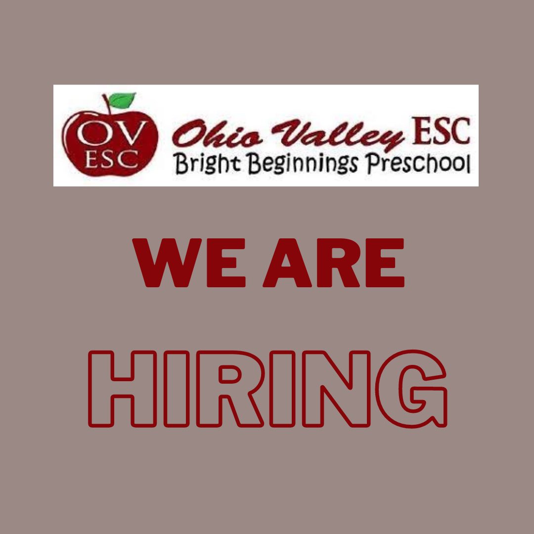 OhioValleyESC's tweet photo. Bright Beginnings Preschool is hiring a Preschool Aide at Marietta City - Phillips Elementary. Contact Joy Edgell at (740) 439-3558 or joy.edgell@ovesc.org
#SERVE https://t.co/2xYspPd6Hu