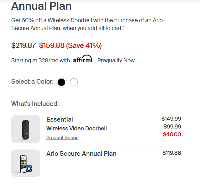 melly__bee's tweet photo. I need help @ArloSmartHome I am trying to get this camera doorbell. The bundle tells me the total price &amp; the price of each item. When I add it to my cart, the price changes. What's the deal? "Chat with bot" option didn't help &amp; I don't see an email to reach out to. Please help https://t.co/0K3zvSD85Y