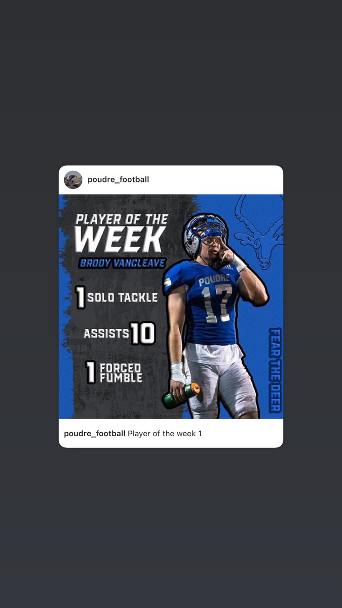 Brody Van Cleave (@brody_vc) on Twitter photo week 1 player of the week 11 tackles/ 3TFLs, and a forced fumble <a href="/PoudreFootball/">Poudre Football</a> <a href="/CoachSasse/">Clint Sasse</a> <a href="/tauer34/">Coach Auer</a> <a href="/CoachKVA/">Kendrick Van Ackeren</a> <a href="/CoachBHen/">Brian Hendricks</a> <a href="/KASHDEFENSE/">Kyle Ashby</a> <a href="/CoachPazak/">James Pazak</a> <a href="/Coach_DeSanti/">Coach DeSanti</a> week 1 player of the week 11 tackles/ 3TFLs, and a forced fumble <a href="/PoudreFootball/">Poudre Football</a> <a href="/CoachSasse/">Clint Sasse</a> <a href="/tauer34/">Coach Auer</a> <a href="/CoachKVA/">Kendrick Van Ackeren</a> <a href="/CoachBHen/">Brian Hendricks</a> <a href="/KASHDEFENSE/">Kyle Ashby</a> <a href="/CoachPazak/">James Pazak</a> <a href="/Coach_DeSanti/">Coach DeSanti</a>