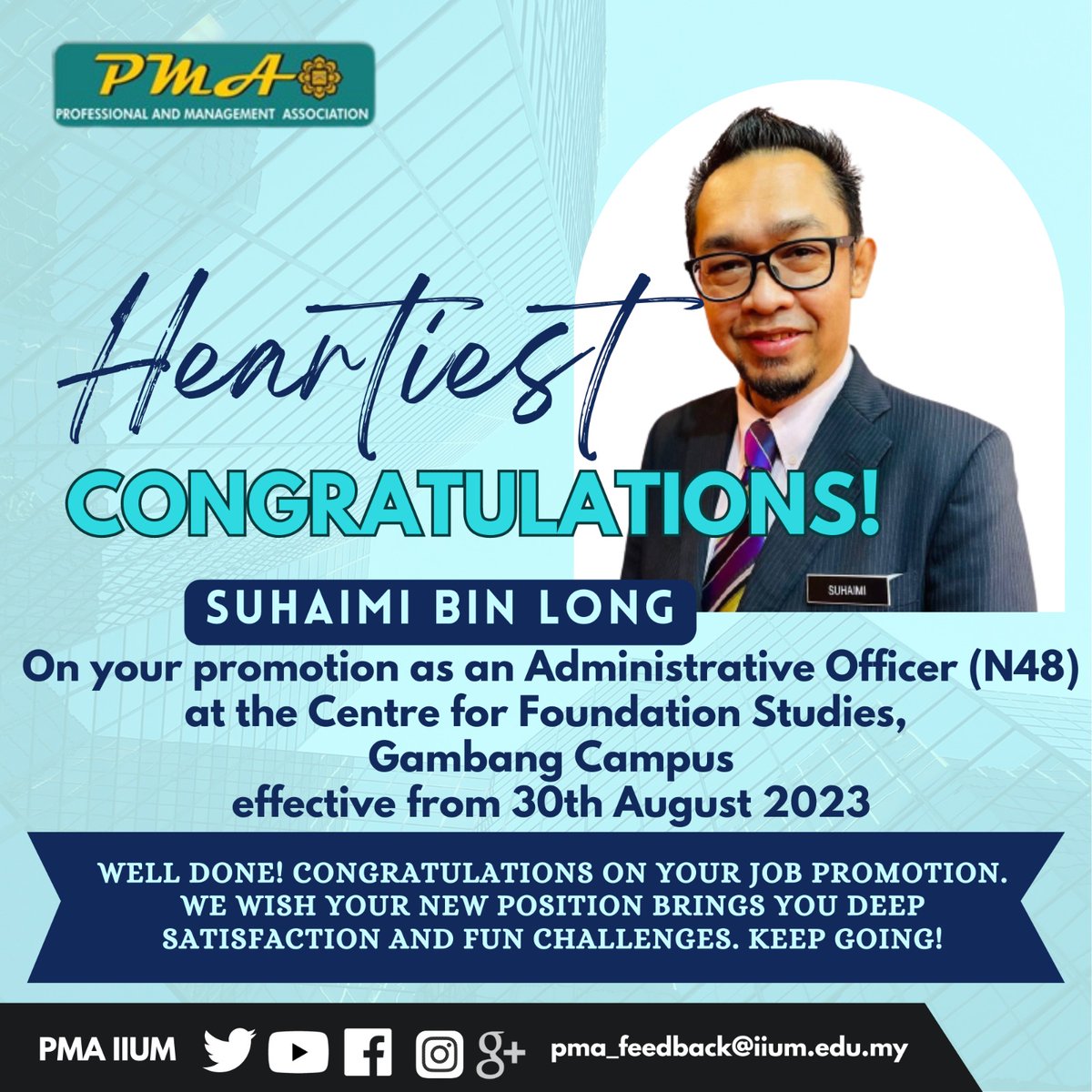 PMAFeedback's tweet photo. Heartiest congratulations to each and every one of you on your new positions! Your hard work, dedication, and perseverance have paid off, and we are proud to see you climb up the ladder of success.

#pmaiium
#togetherweprosper https://t.co/j8n9CpleN2