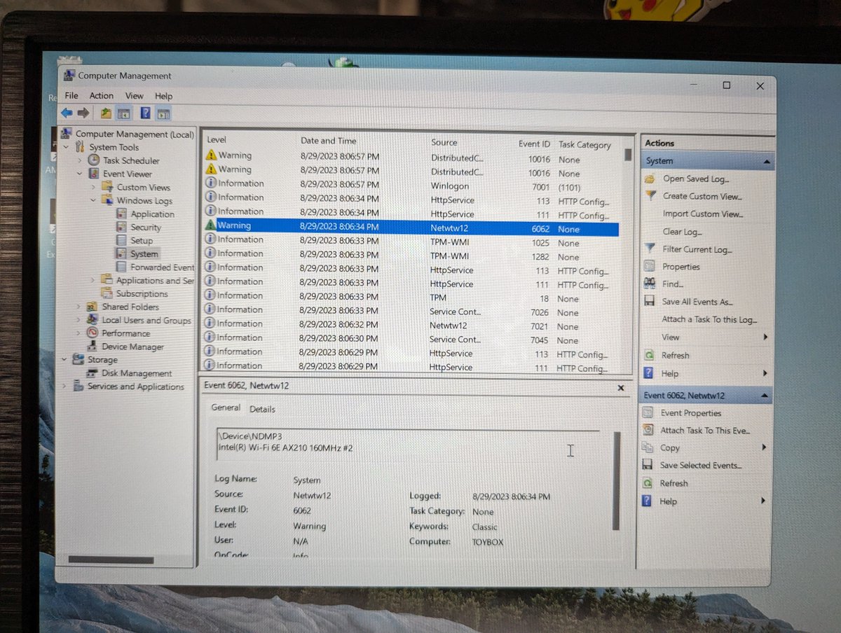 TheProfosist's tweet image. #whelp #toybox isn't happy. Started out with having these wifi card errors. I replaced the AX210 with a new on and it's still having them, which is no good... #PCrepair #TechSupport #troubleshooting #TechLife #AllTheRMAs 

(paid link)
amzn.to/35gtdlR