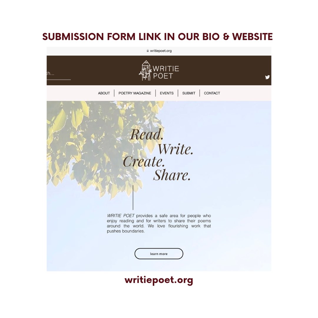 themaluzine's tweet photo. SUBMISSIONS FOR ISSUE 03 OPEN!!
Thank you so much for your interest in our poetry magazine. We will not be able to continue this work without our contributors <3 The submission link is on our website and bio! https://t.co/IAr4K23SSh
#writiepoet #poetrymagazine #poetry #litmag https://t.co/eCsEZPXNht