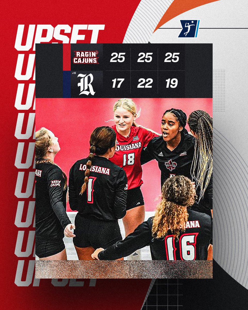 NCAA Women's Volleyball (@ncaavolleyball) on Twitter photo Starting the week off with an UPSET‼️
<a href="/RaginCajunsVB/">Louisiana Ragin’ Cajuns® Volleyball</a> sweeps No. 18 Rice this evening 🧹
#NCAAWVB Starting the week off with an UPSET‼️
<a href="/RaginCajunsVB/">Louisiana Ragin’ Cajuns® Volleyball</a> sweeps No. 18 Rice this evening 🧹
#NCAAWVB