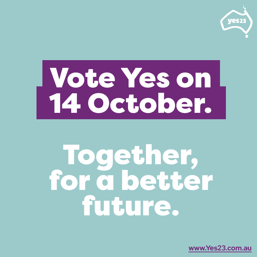 It's on. On October 14, Australians will have a once-in-a-generation opportunity to vote Yes to recognising Aboriginal and Torres Strait Islander people in the constitution through a Voice. #yes23