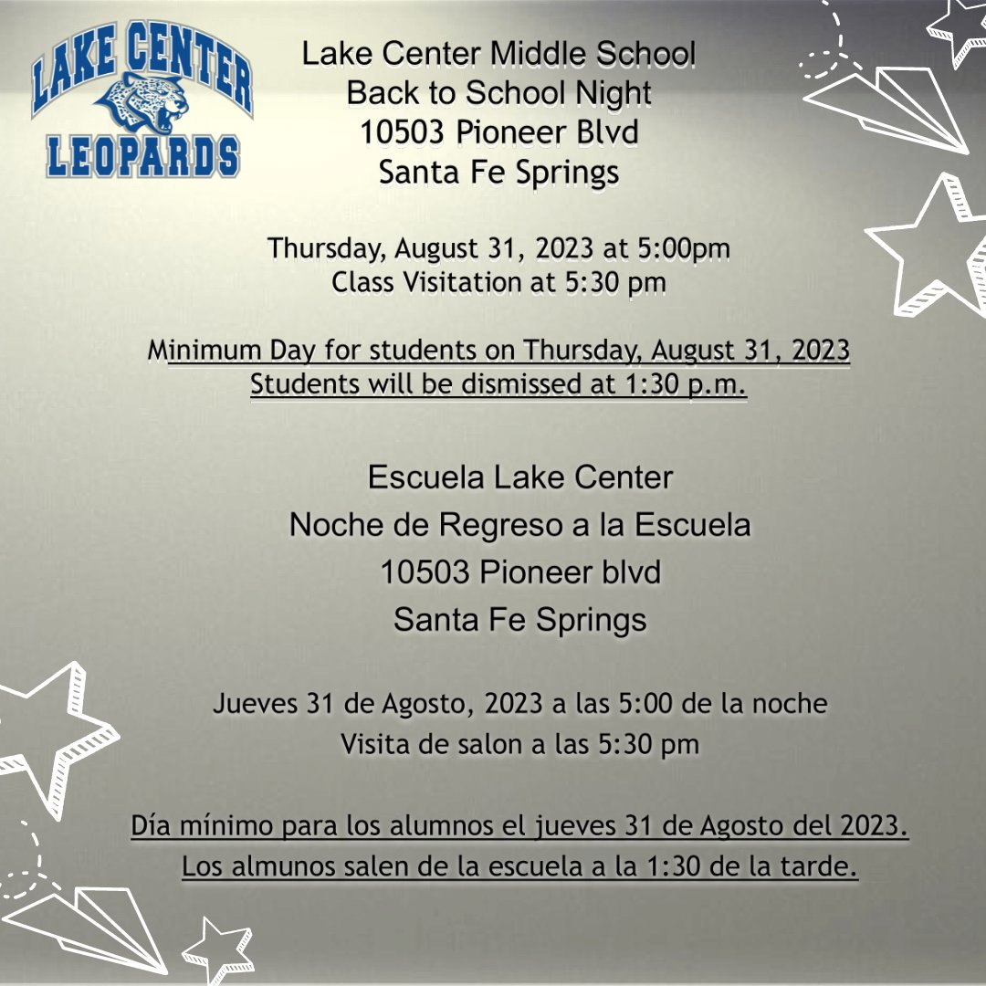 LakeCenter_MS's tweet photo. Calling all Lake Center parents – don't miss out on back-to-school night on August 31st! 📅 We're eager to extend a warm welcome to familiar faces, and make new connections. We can't wait to see you there! 🌟

#LakeCenterMS #BackToSchool https://t.co/n59tl20MLU