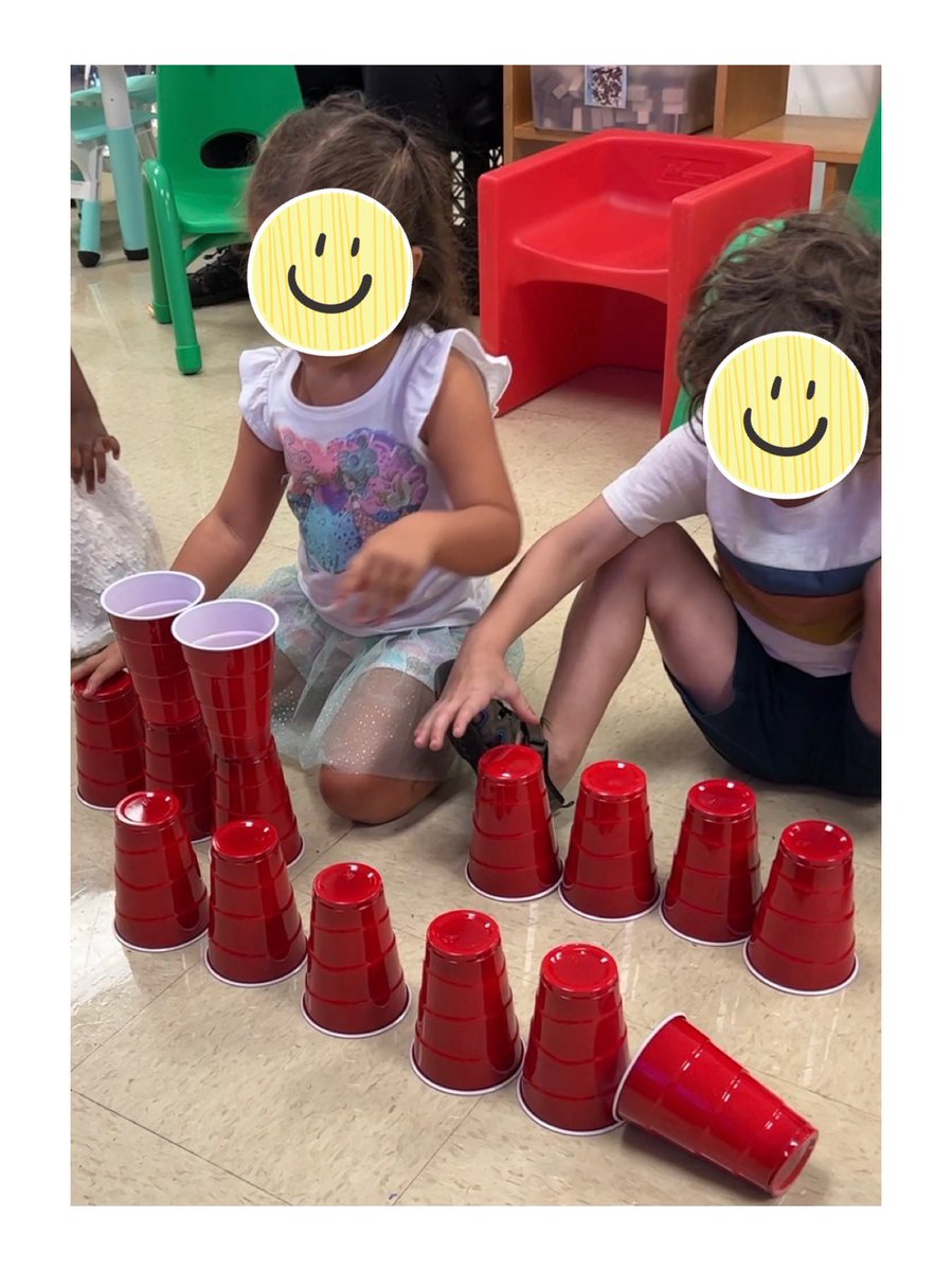 In preschool @oesrams we read “Ten Apples Up On Top” then worked to see how high we could stack cups and practice counting how many we used. #oesrams