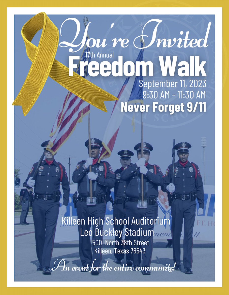 KHSRoos's tweet photo. 17th Annual Freedom Walk: Honoring 9/11. Join us for the 17th Annual Freedom Walk at KHS as we remember the lives lost on 9/11 and honor the spirit of unity that emerged. Let's stand together and keep their memory alive. #FreedomWalk #NeverForget911 #KHSRemembers #KHSisALLIN https://t.co/CVbgaZGcaA