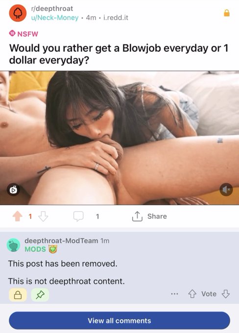 Yeah if that isn’t “deepthroat content” idk wtf is. https://t.co/ZHKVkKi0Dg