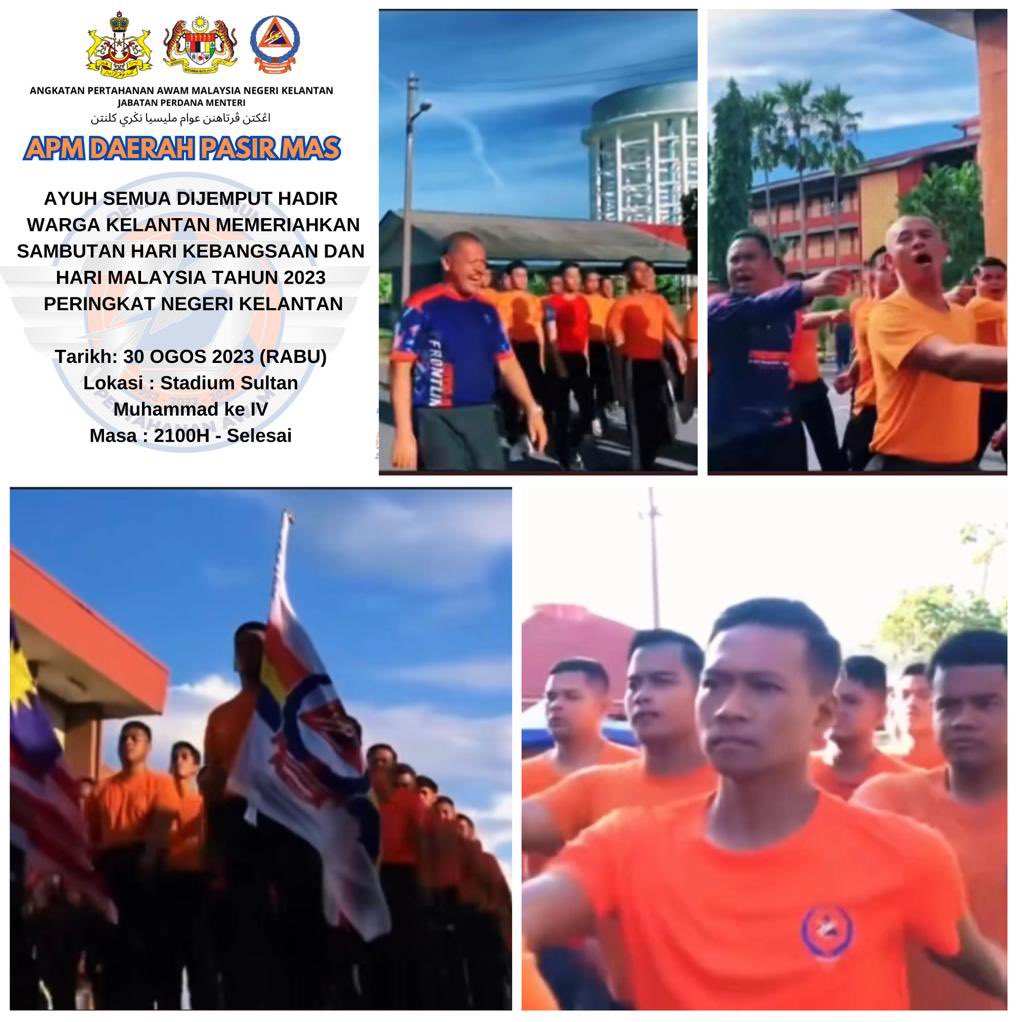 apm_pasir's tweet photo. #LATIHAN

Ayuh semua dijemput hadir warga kelantan memeriahkan Sambutan Hari Kebangsaan dan Hari Malaysia Tahun 2023 Peringkat Negeri kelantan. 

Tarikh: 30 Ogos 2023
Masa : 9.00 Malam
Tempat : Stadium Sultan Muhammad IV https://t.co/EcJYmbOfwX