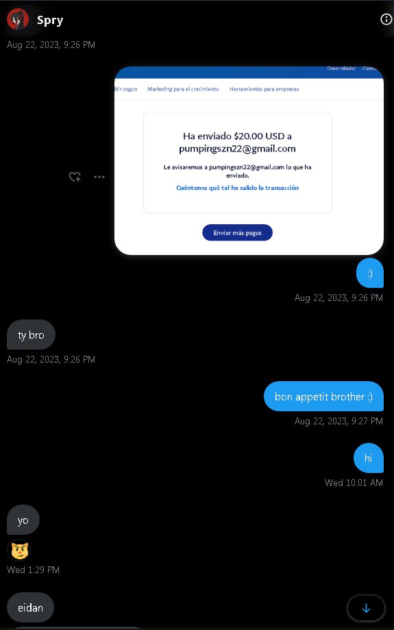 eidanfx's tweet photo. Hello, I want to make public that @sprybtw  has scammed me 60$ telling me that it was for food, I am realizing that sometimes wanting to help others is not always good. 🫤

Please LIKE+RT to spread the word and prevent others from being scammed https://t.co/g5KFEmlE6K