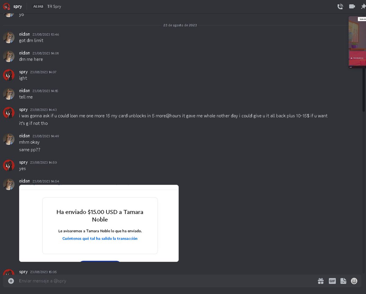 eidanfx's tweet photo. Hello, I want to make public that @sprybtw  has scammed me 60$ telling me that it was for food, I am realizing that sometimes wanting to help others is not always good. 🫤

Please LIKE+RT to spread the word and prevent others from being scammed https://t.co/g5KFEmlE6K