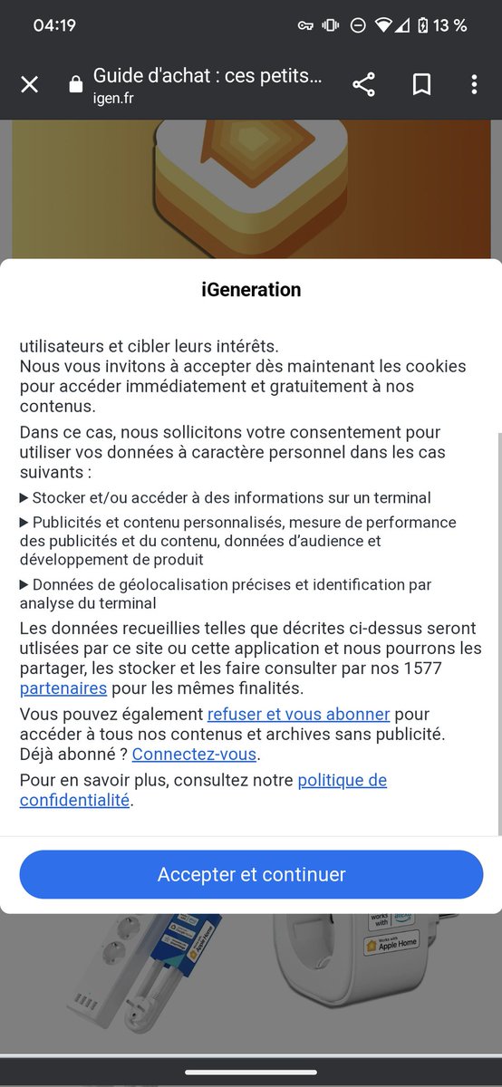 davidobico's tweet image. Salut @MacGeneration. Il est où le bouton "REFUSER" ?
#igen #rgpd #macgeneration #cookie