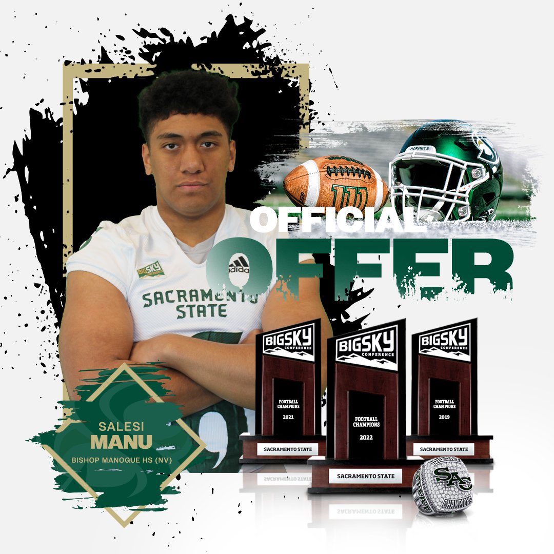 sxlesi's tweet photo. Humbled and blessed to receive an offer from @SacHornetsFB!! 🙏 @JasonSlowey #StingersUp @ManogueFB @eehowren @KenCrawford36 @BrandonHuffman @MohrRecruiting https://t.co/bz1nEd6m1q