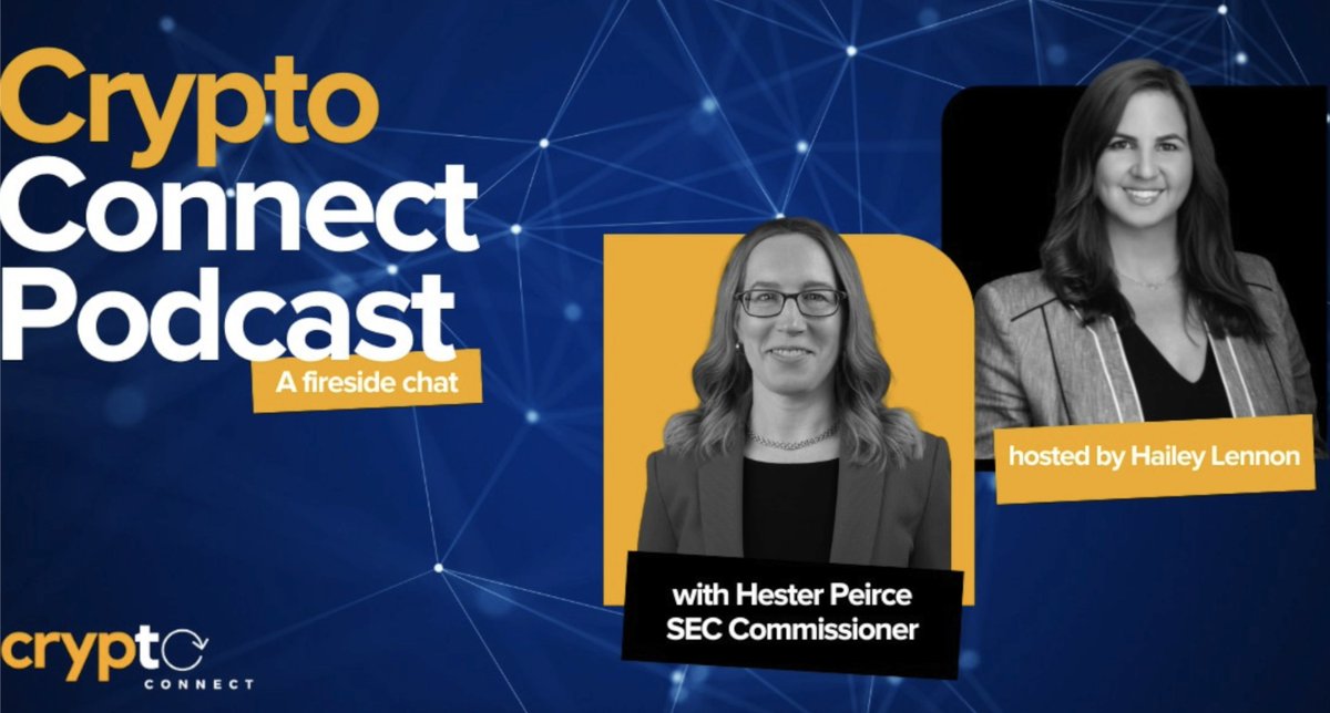 HaileyLennonBTC's tweet image. My fireside chat with SEC Commissioner @HesterPeirce hosted by @_CryptoConnect_ comes out tomorrow 🔥

We discuss the SEC's regulation of the digital asset space, including recent news, SEC decisions and the future of a spot bitcoin ETF.