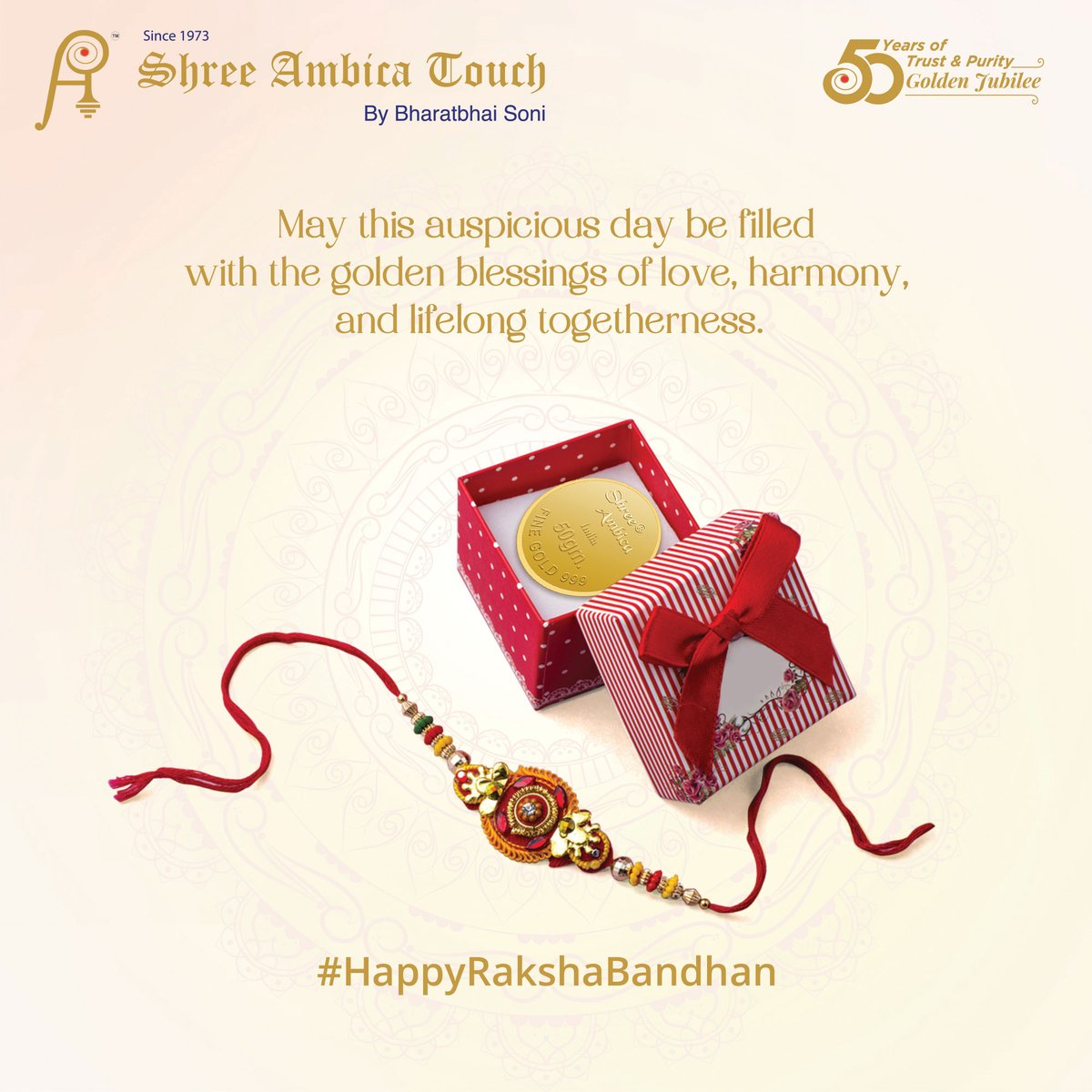 Embrace the bond that shines brighter than gold✨

Wishing you a heartfelt #RakshaBandhan filled with love, protection, and the precious glow of pure gold.

#Celebrate #gift #giftgold #goldcoins #refinery #india #cgroad #manekchowk #newvadaj #satellite