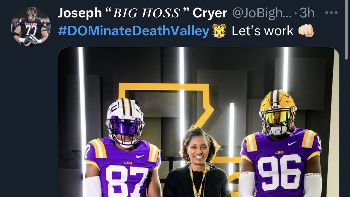 LAvsAllYall's tweet photo. The 2024 LSU commits’ Twitter push to have Dominick McKinley join their class is on!

The Acadiana star is scheduled to announce a college decision Friday afternoon.

And Ruston star Ahmad Breaux and co. want that choice to be to #DOMinateDeathValley. https://t.co/Sm72shXnCW