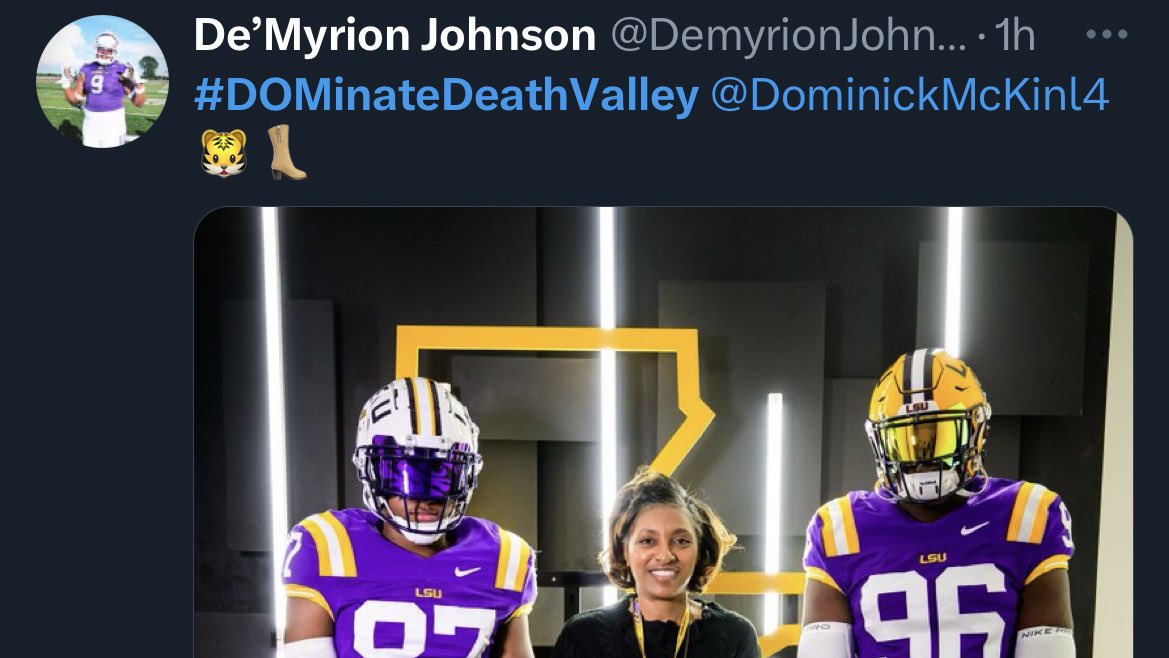 LAvsAllYall's tweet photo. The 2024 LSU commits’ Twitter push to have Dominick McKinley join their class is on!

The Acadiana star is scheduled to announce a college decision Friday afternoon.

And Ruston star Ahmad Breaux and co. want that choice to be to #DOMinateDeathValley. https://t.co/Sm72shXnCW