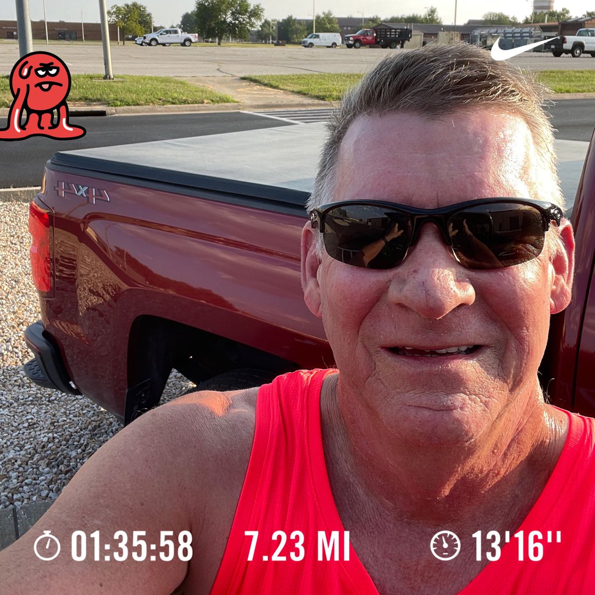 This was rough.. first run since July 3rd.  Kick my butt from one side of the base to the other.
#pushingtheclockback
#foryoumom
#foryoudad