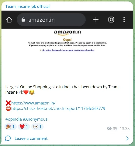 Amazon cyber attack in India