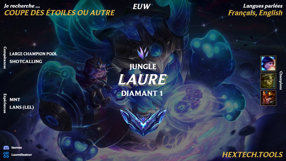 Coucou, je suis LFT pour la coupe des étoiles en tant que jgl si il y'a des teams qui recherchent!