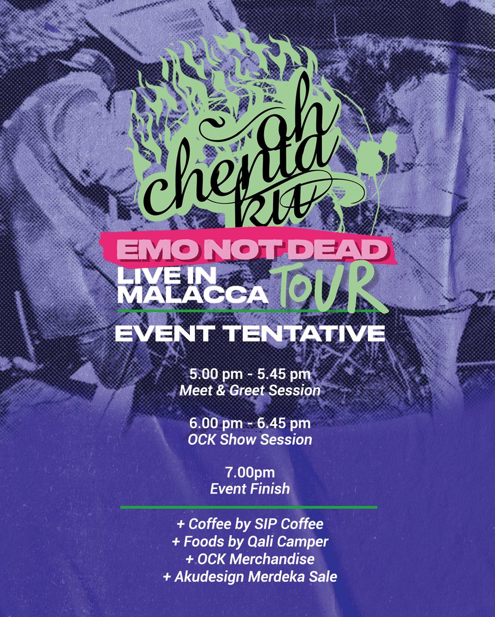 Get ready 31st August 2023 (esok) kami bawakan <a href="/xohchentakux/">OCK</a> Live In Melaka sempena tour dorang di Malaysia.

goo.gl/maps/HxxKHmd9o…
_
p/s : Its totally FREE, space sangat limited so kami nasihatkan korang datang awal.

#akudesign #adcters #ohchentaku #melakacity #merdekasale