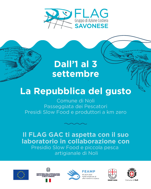 🌊  Unisciti al FLAG Savonese alla #larepubblicadelgusto a Noli dal 1 al 3 settembre!

Scopri l'essenza dei sapori locali, ammira la tradizionale tirata della rete Sciabica sulla spiaggia e partecipa ai laboratori del gusto. 🍽️ 🐟
#RepubblicaDelGusto #FlagSavonese
