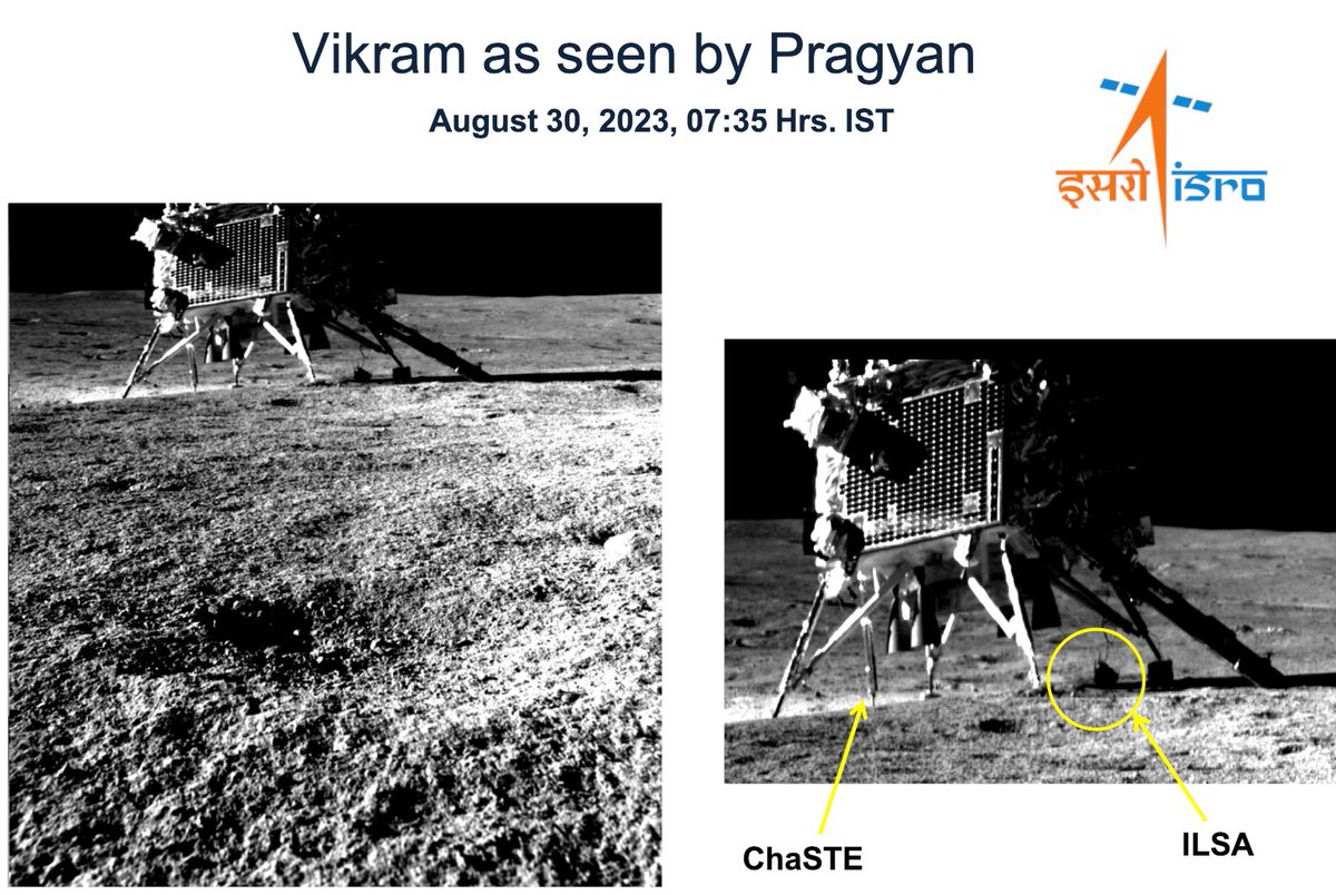 Chandrayaan-3 Mission:

Smile, please📸!

Pragyan Rover clicked an image of Vikram Lander this morning.  

The 'image of the mission' was taken by the Navigation Camera onboard the Rover (NavCam). 

NavCams for the Chandrayaan-3 Mission are developed by the Laboratory for