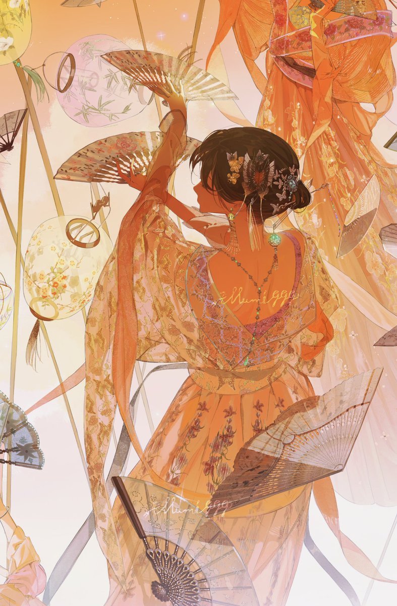 「扇子舞 」|ilLUMIෆ͙⃛ෆ͙⃛ෆ͙⃛のイラスト