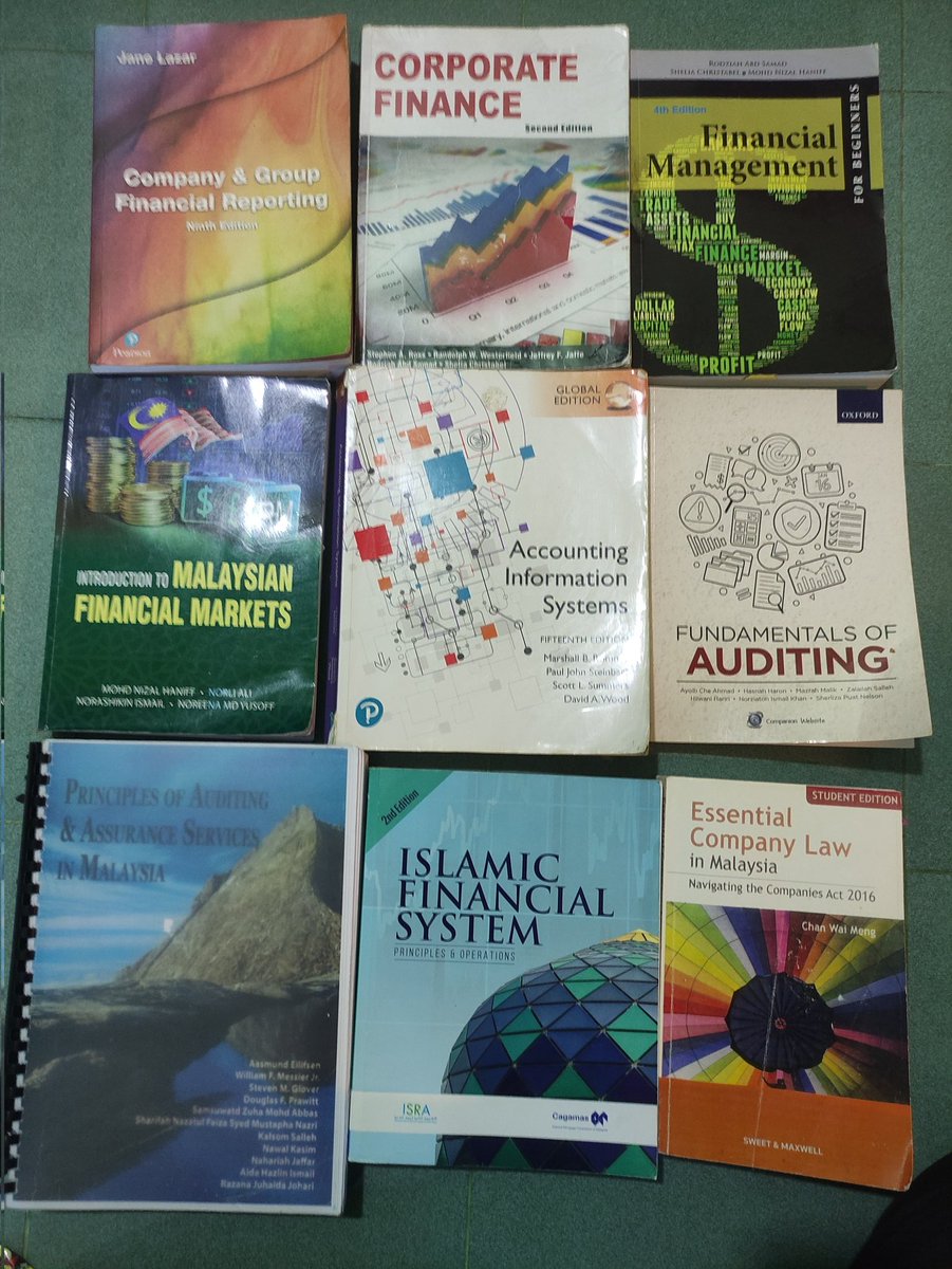 ntyrah00's tweet photo. BUKU UNTUK DIJUAL ‼️

FAR610 - RM50
MAF603 - RM35
MAF503 - RM30
MAF653 - RM30
AIS615/665 (ori) - RM65
AUD (sem 5 diploma) - RM30
AUD689 - RM50
MAF663 - RM60
CRG660 - RM30

Semua harga include postage Do contact me at https://t.co/wxykobyEId

@bukusenior @SMFPerakaunan @abaccsuitm https://t.co/9Lfi3BHDuo