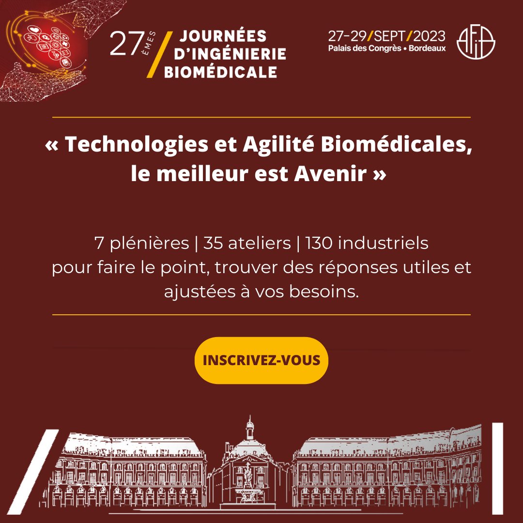 🚨 Il est encore temps de vous inscrire au Congrès AFIB 2023 !

🌍 7 plénières et 35 ateliers pour faire le point, trouver des réponses utiles et ajustées à vos besoins.

S'inscrire 👉 bit.ly/3qza0Gu

#biomedical #ingebio #sante #afib2023