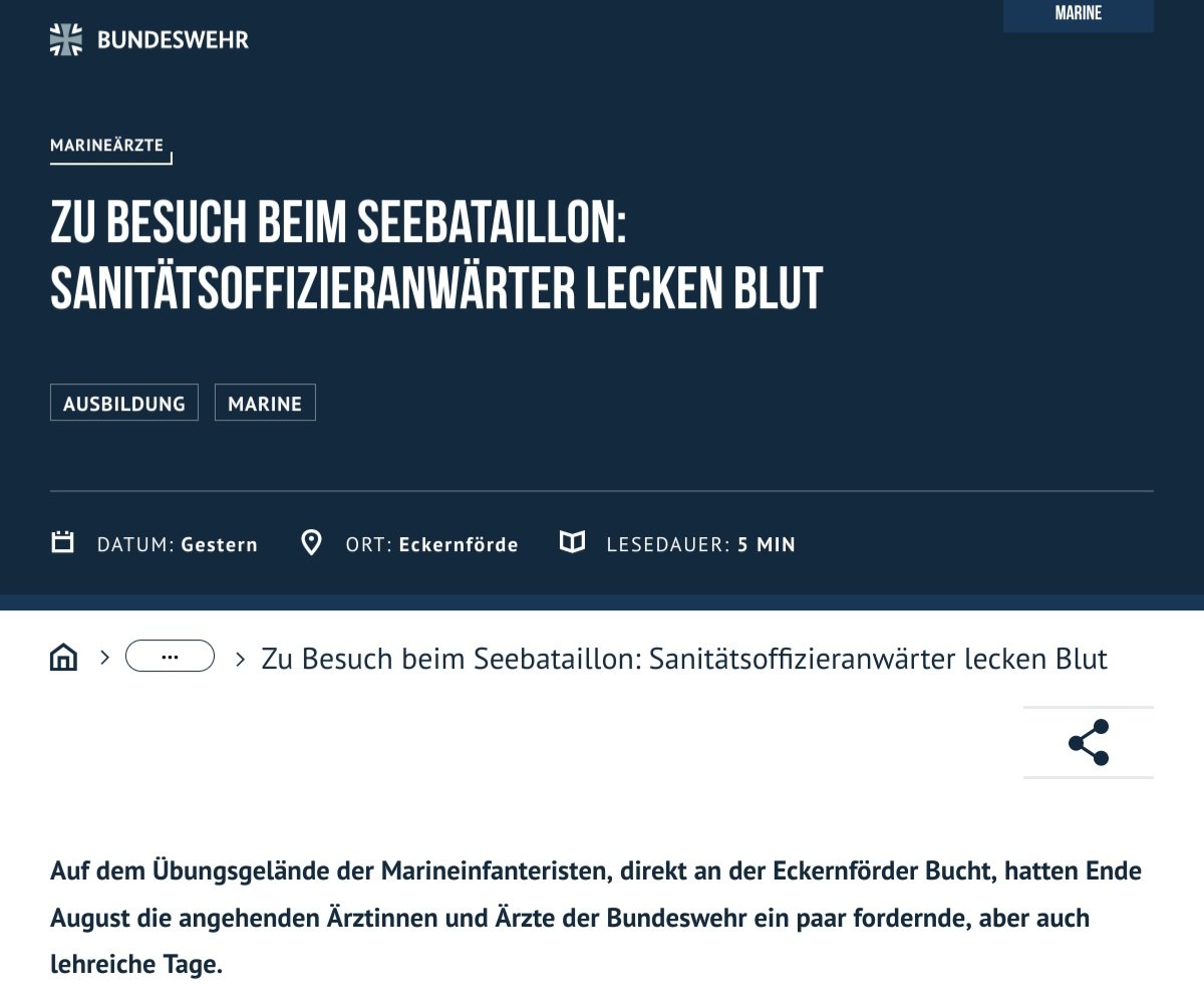 Der Preis für die aktuell schrägste Überschrift - geht der an @deutschemarine oder @SanDstBw? #Bundeswehr