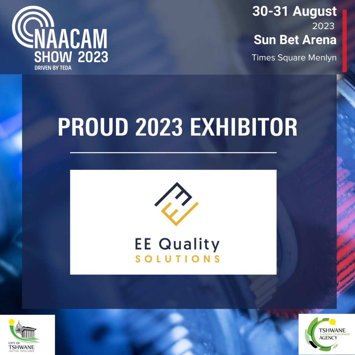 NAACAM_SA's tweet photo. #NAACAMShow2023 Please welcome EEQC as an exhibitor at the NAACAM Show 2023, driven by TEDA, which is returning between the 30th and 31st of August at the Sun Bet Arena, Menlyn. 

@TshwaneEconDev

#DrivenByTEDA #WeAreNAACAM #DrivingLocalisation #InvestInTshwane https://t.co/ia1tIe633T