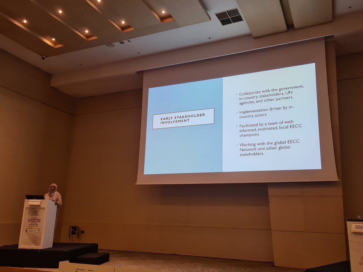 Dr Karima Khalid talks about the importance of early stakeholder involvement to drive essential critical care capacity at #wicc2023 <a href="/wicc2023/">WICC2023</a> @AnaMCrawford <a href="/EeccNetwork/">EECCNetwork</a>