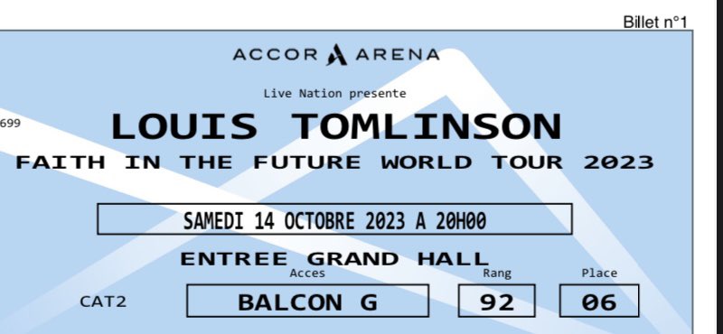 CharlineClaret's tweet photo. Je vends 2 places pour le concert de Louis Tomlinson le 14 Octobre à Paris Cat 2 Balcon G ! Prix initial - Voir photo pour vue

I’m selling 2 tickets for Louis Tomlinson’s concert in Paris October 14th Cat 2 Balcon G! 
Dm me if interested :)

#LouisTomlinson #LouisTomlinsonParis https://t.co/IhKfaNj5ar