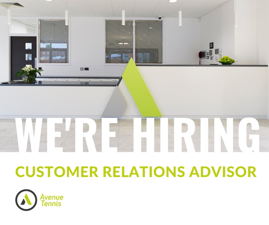 AveTennis's tweet photo. 🟢WE'RE HIRING | We have a part-time Customer Relations Advisor role available, 16 hours per week - weekends essential, to find out more and to apply, please email your CV to: info@avenuetennis.co.uk https://t.co/Xzb7jCTA2K