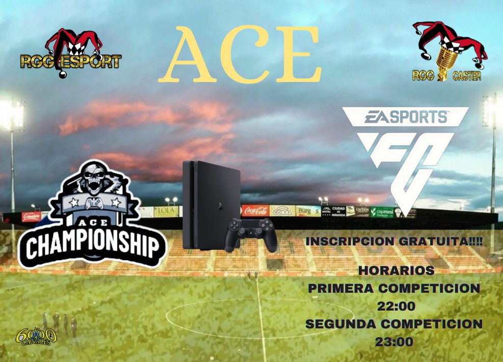 Ace_espanaa's tweet photo. INSCRIPCIONES GRATUITAS @Ace_espanaa ABIERTAS‼️
Inicio próximo EA FC
⏰Horarios a elegir :22:00/23:00
📅Dias:
Liga:lunes,martes,miércoles
copa:Jueves
Plataforma: ps4/ xbox
INTERESADOS HABLAR AL PRIVADO PARA RECIBIR MAS INFO
Patrocinadores  @6000canales
Casters @CastersRgg https://t.co/FdPSmKvncN