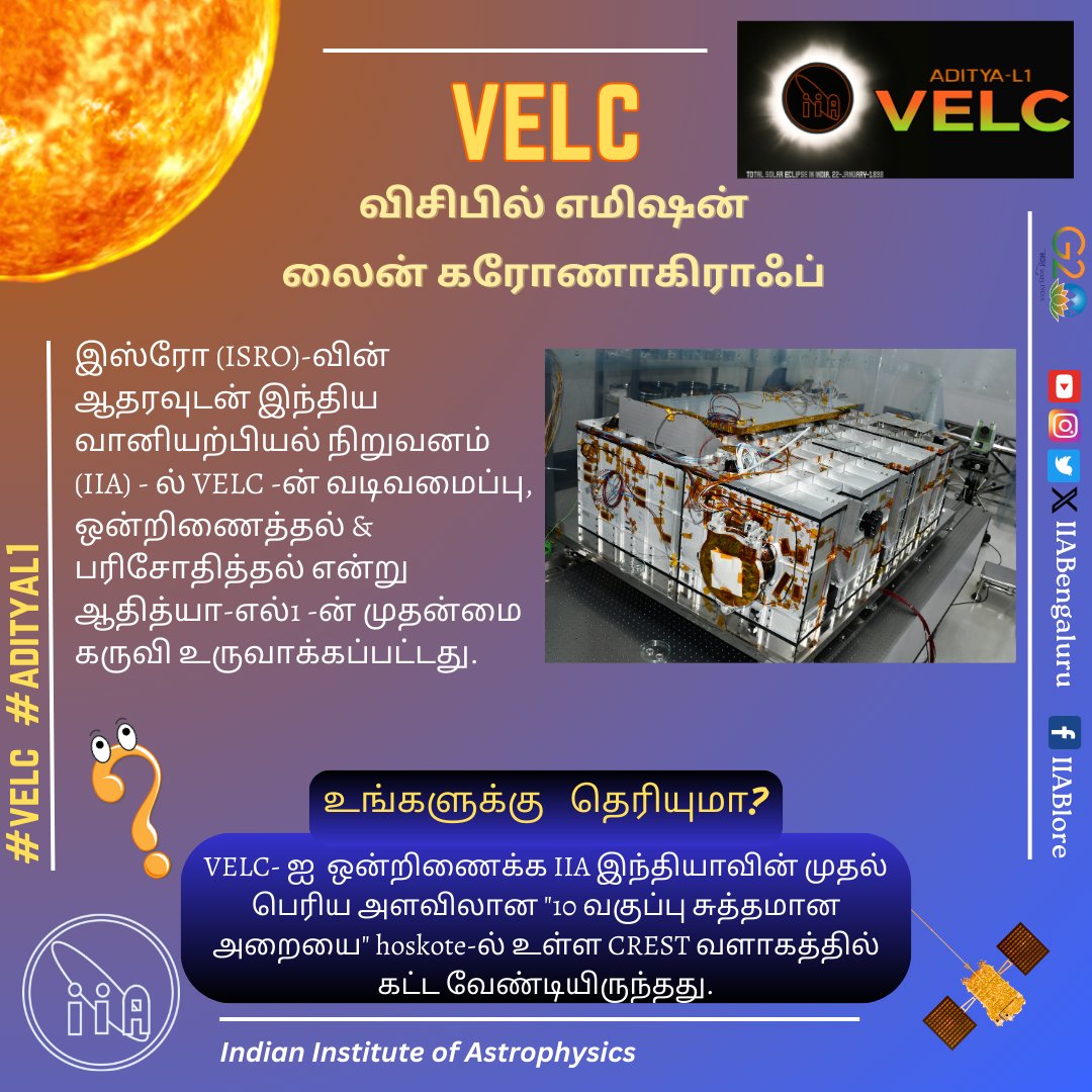 Our #AdityaL1 and #VELC posters are now in #Tamil too! @dstindia @asipoec @TVVen @tass_official