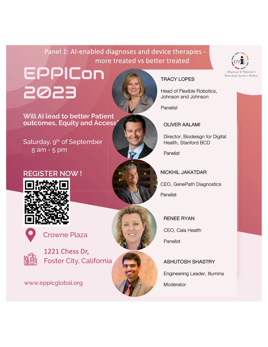 EPPICon 2023 will be on September 9 this year at the Crowne Plaza in Foster City! Don't forget to register here: lnkd.in/dsCZGCF6

Panel 1 Speakers are released today!
#biotech #ai