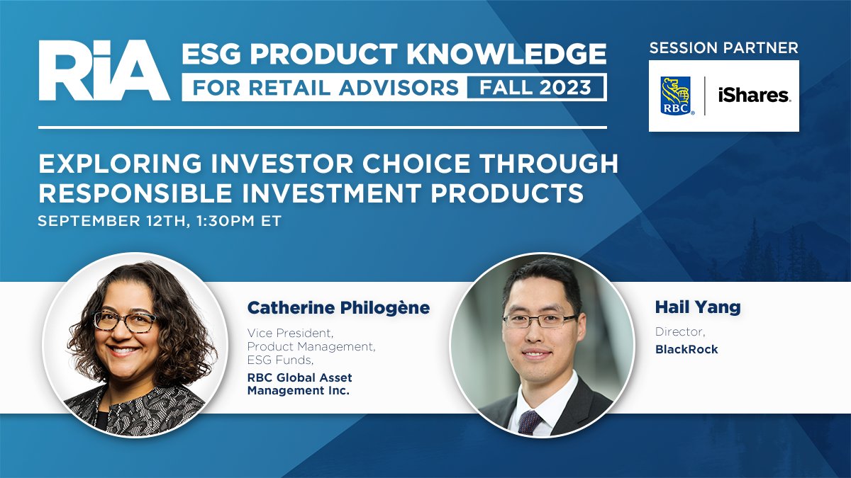 RIA (@riacanada) on Twitter photo Join <a href="/rbcgamnews/">RBC Global Asset Management</a> at our Fall 2023 ESG Product Knowledge Event, and learn how advisors can meet their clientsâ varying sustainability preferences within their investment portfolios.
Learn more and join hundreds of financial advisors and planners: hopin.com/events/esg-pro⊠#ESG Join <a href="/rbcgamnews/">RBC Global Asset Management</a> at our Fall 2023 ESG Product Knowledge Event, and learn how advisors can meet their clientsâ varying sustainability preferences within their investment portfolios.
Learn more and join hundreds of financial advisors and planners: hopin.com/events/esg-pro⊠#ESG