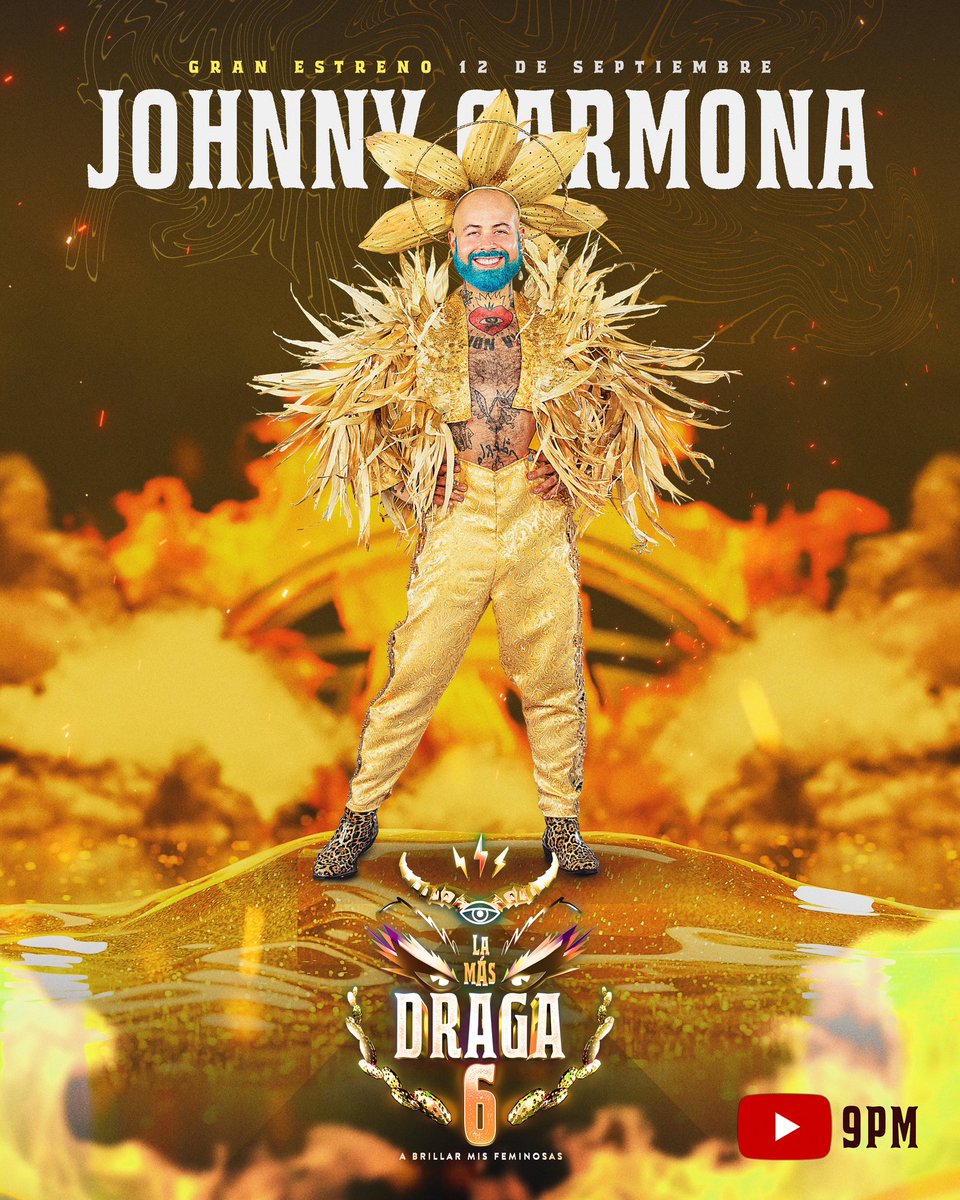 Lamasdraga's tweet photo. Holi, holi, holi  @johnnycarmona 

Es momento de vibrar con el GRAN ESTRENO de LA MÁS DRAGA 6.
Este Martes 12 de Septiembre 9pm hora centro de México por nuestro canal oficial en YouTube. 

https://t.co/ASYLCL1tjK

#LMD6 #LaMasDraga6 #SextoSentido https://t.co/DTsxabn33S