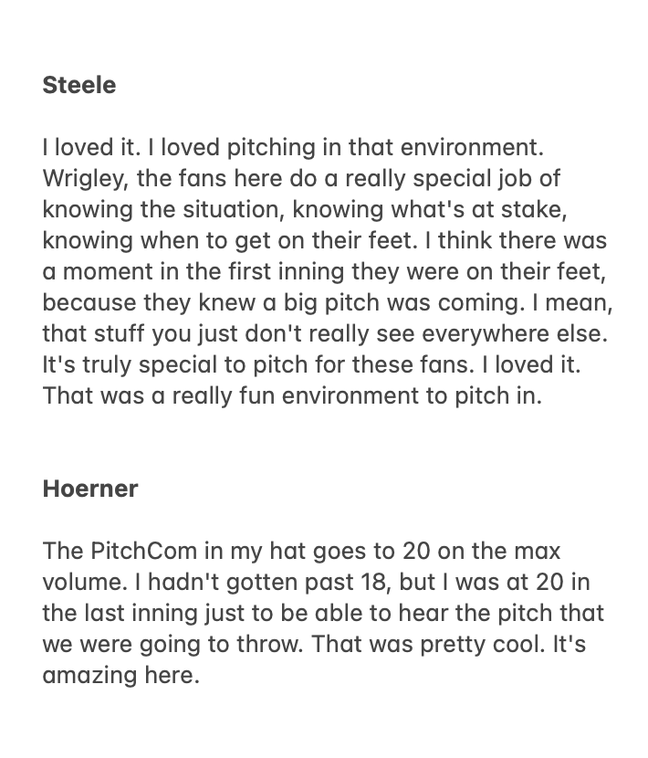 ryan_a_herrera's tweet photo. Justin Steele and Nico Hoerner both discussed the environment at Wrigley Field following the Cubs' 1-0 win over the Brewers ⬇️ https://t.co/0vAZdxDmlL