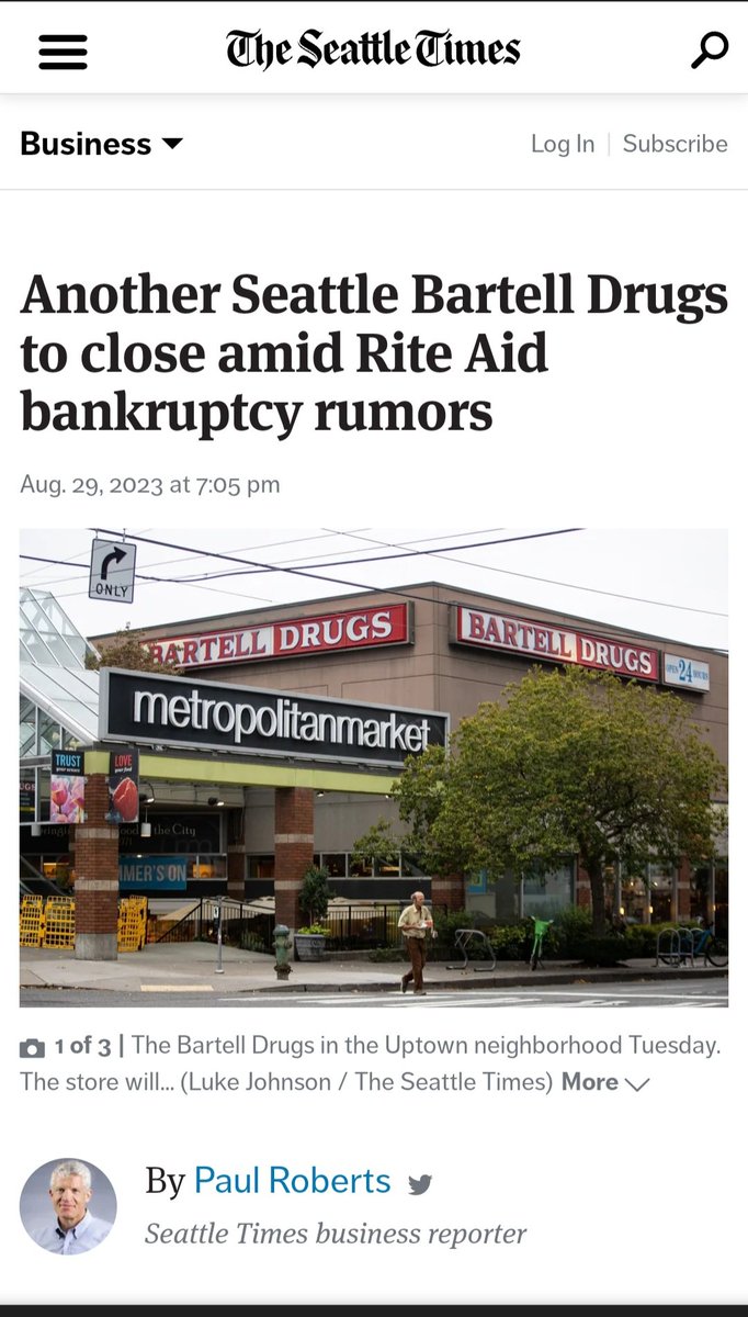 Susan_Dupres's tweet photo. WASHINGTON STATE

ANOTHER SEATTLE BARTELL DRUGS TO CLOSE ... AMID RITE-AID BANKRUPTCY RUMORS

<https://t.co/KqszhREWwa>

#Bartells
#RiteAid
#Seattle https://t.co/GsDYpRQcjn