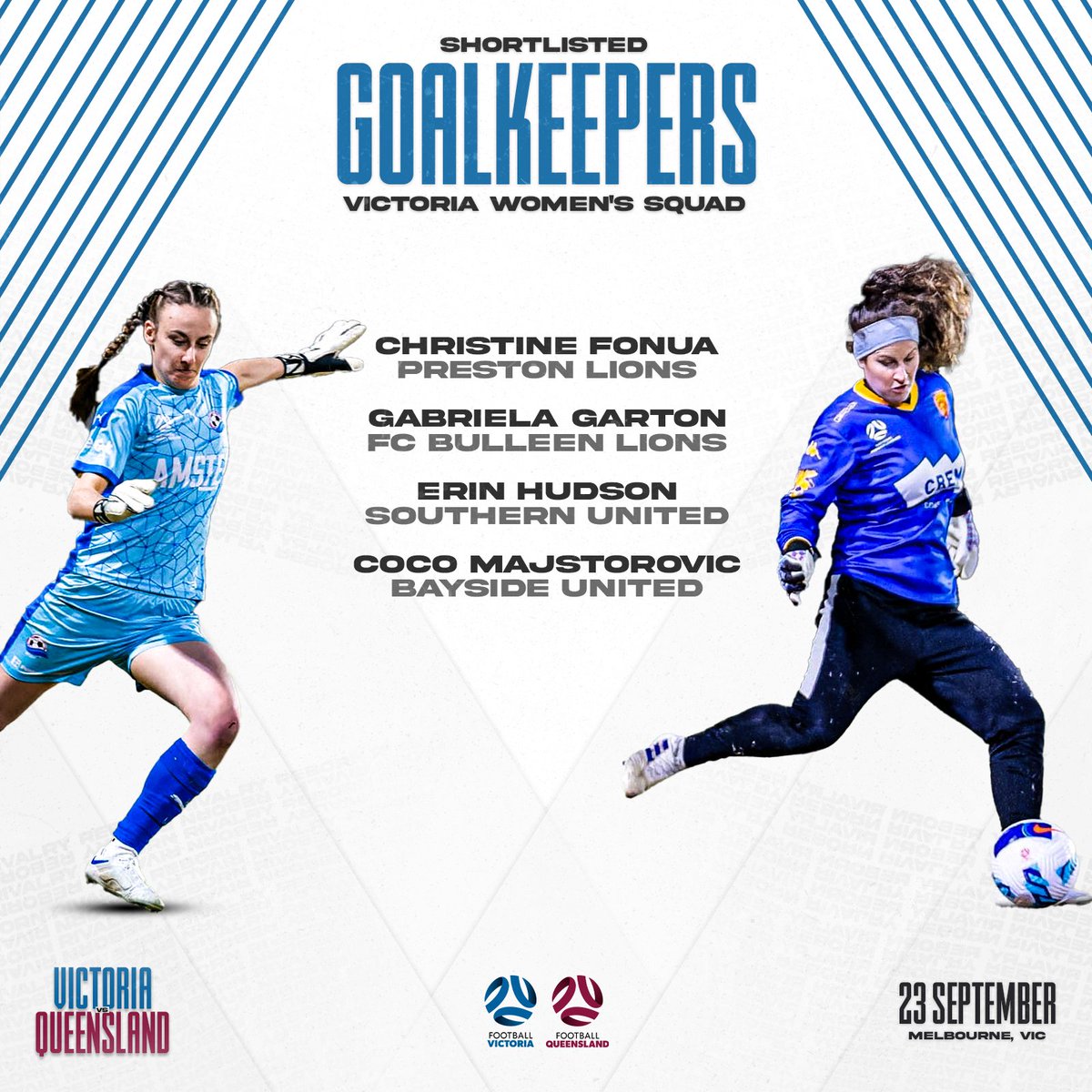 footballvic's tweet photo. As we countdown to #VICvQLD, have your say and pick your starting XI for the NPL Victoria Select Team supported by Ultra Football for the Battle of the States Double Header. ⚽

Voting closes at 9am on Monday 4 September: https://t.co/Dy2ZGAVTvo 

🎟: https://t.co/jRBVOhuHUW https://t.co/iTjQtlfnK4