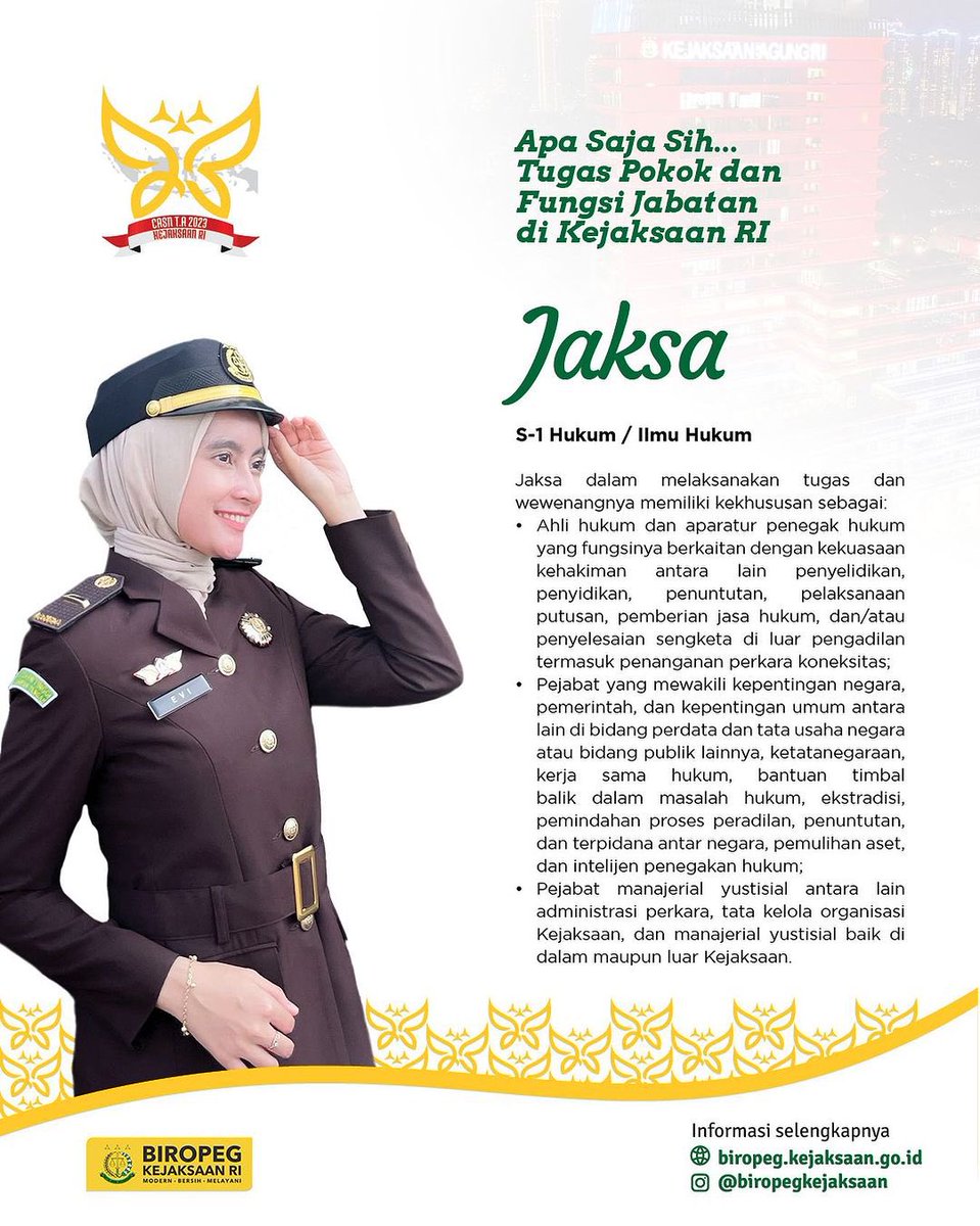 cabjarisbb's tweet photo. Halo netizen yang budiman.. masih dalam edisi menunggu jadwal seleksi CASN, yuk kenali jabatan-jabatan yang akan dibuka pada seleksi CASN Kejaksaan RI TA 2023. Dan post kali ini harus banget diketahui oleh para alumni dri Fakultas Hukum.
@KejaksaanRI @kejatisumut #CabjariSBB https://t.co/NZloOGA2nG