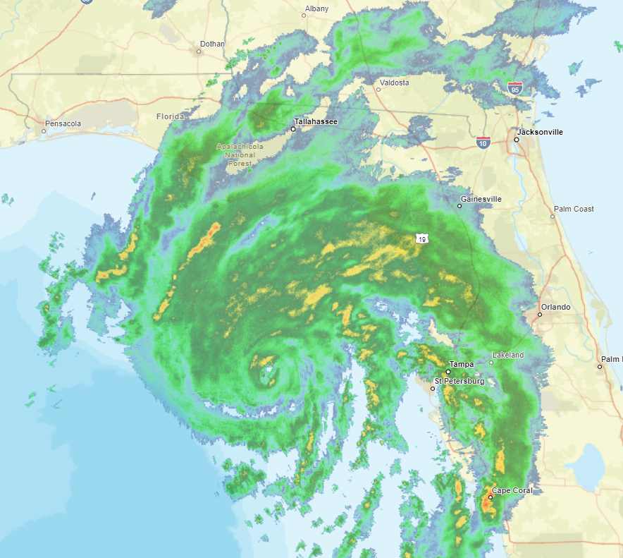 NHC_Atlantic's tweet photo. The National Hurricane Center is providing hourly position and intensity updates on Hurricane #Idalia. The 12:00 am EDT update is available at https://t.co/UGGxqA1OOg. Idalia is forecast to become a major hurricane early this morning. https://t.co/3tBL7jchg5