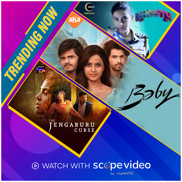yupptv_scope's tweet photo. 📢 NOW Trending 😍
Check out latest movies trending on multiple OTT platforms available with Scope Video.
Subscribe now: https://t.co/0OlsbfMXFo
#trending #watchnow #streaming #movies #internet #kajal #Baby #khosty #thejengaburucurse #fariaabdullah #VaishnaviChaitanya https://t.co/b7s61klJSz