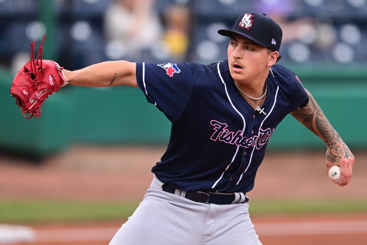 "Here are my pitches ... see if you can hit them."

MLB's No. 33 prospect Ricky Tiedemann (#BlueJays) flashed his electric stuff in a career-best 11-K showing at Double-A: atmlb.com/3Ri1wiv