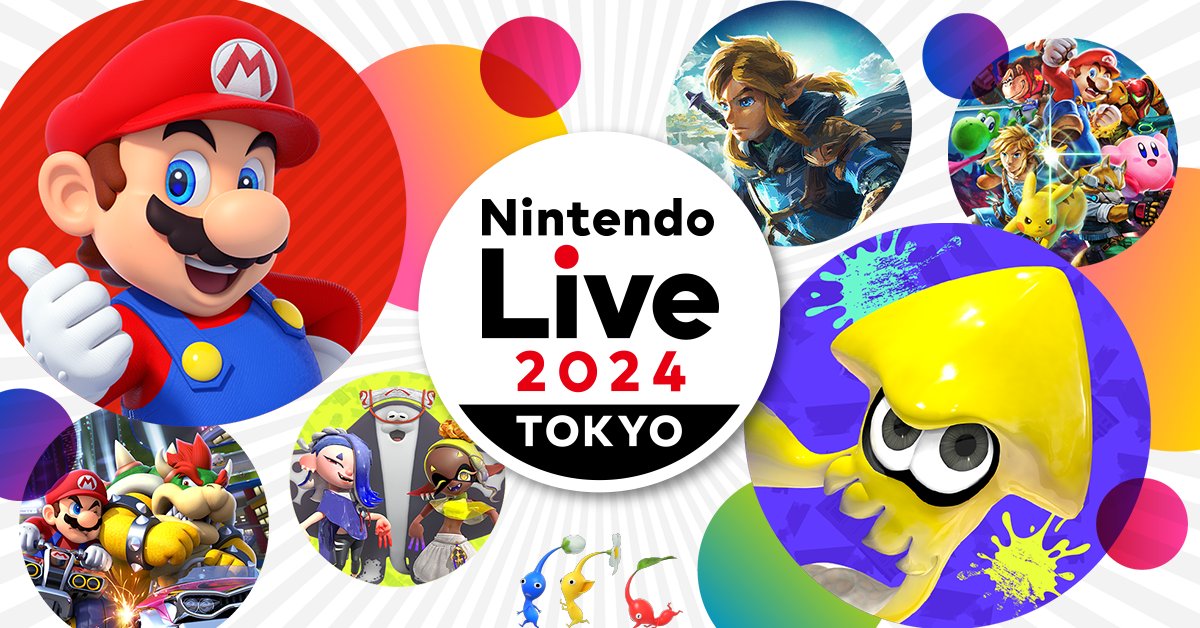 Nintendo's tweet photo. [任天堂HP]「Nintendo Live 2024 TOKYO」のページを公開しました。
2024年1月20日（土）、21日（日）の2日間、東京ビッグサイトで開催します。
世界各地域の代表選手が集結する世界大会のほか、音楽ライブや各種ゲーム大会などをお楽しみいただけるイベントです。
#NintendoLive